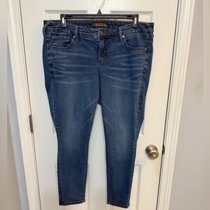 Stitch's Indigo Jeans with Tan Leather Detail